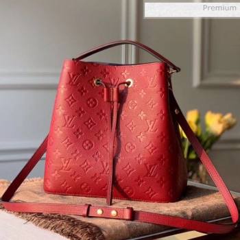 Louis Vuitton NéoNoé MM Bucket Bag in Monogram Embossed Leather M45256 Red 2020 (KI-20061916)