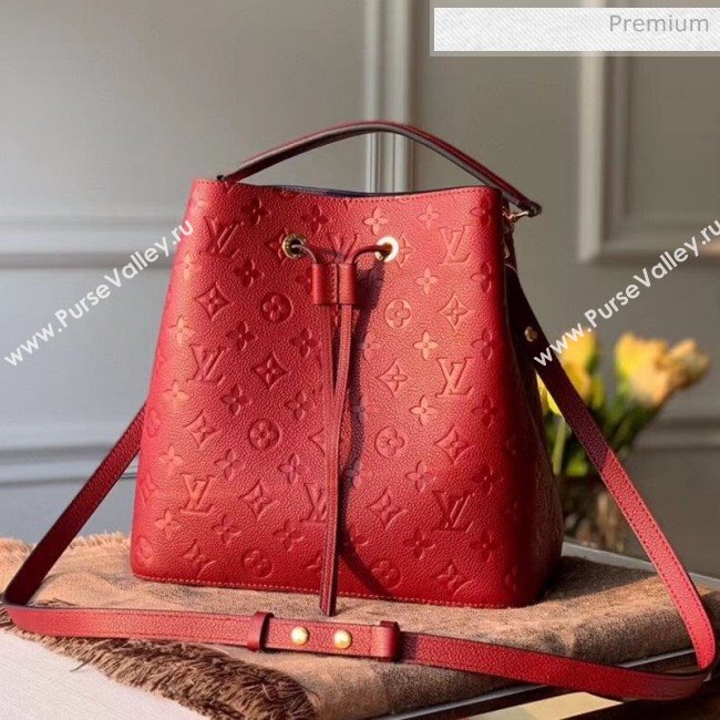 Louis Vuitton NéoNoé MM Bucket Bag in Monogram Embossed Leather M45256 Red 2020 (KI-20061916)