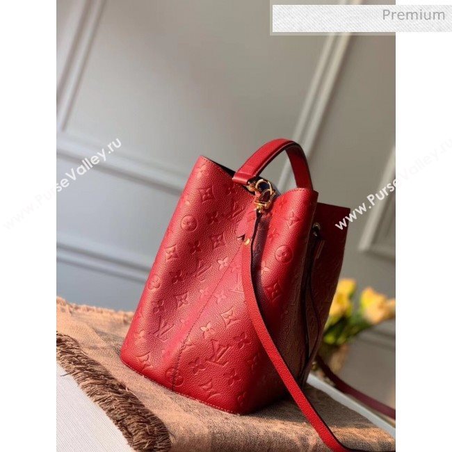 Louis Vuitton NéoNoé MM Bucket Bag in Monogram Embossed Leather M45256 Red 2020 (KI-20061916)