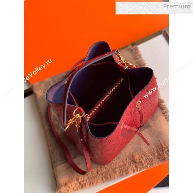 Louis Vuitton NéoNoé MM Bucket Bag in Monogram Embossed Leather M45256 Red 2020 (KI-20061916)