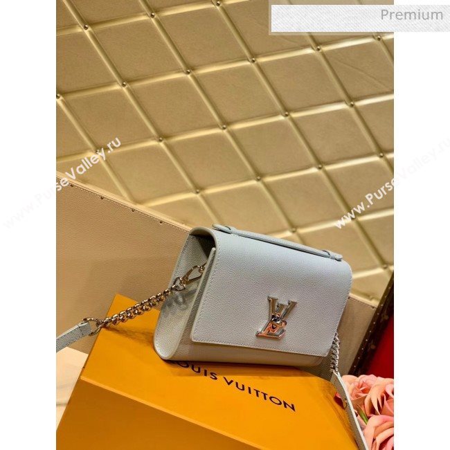 Louis Vuitton Lockme Clutch/Shoulder Bag in Grained Calfskin M56136 Light Blue 2020 (KI-20061918)