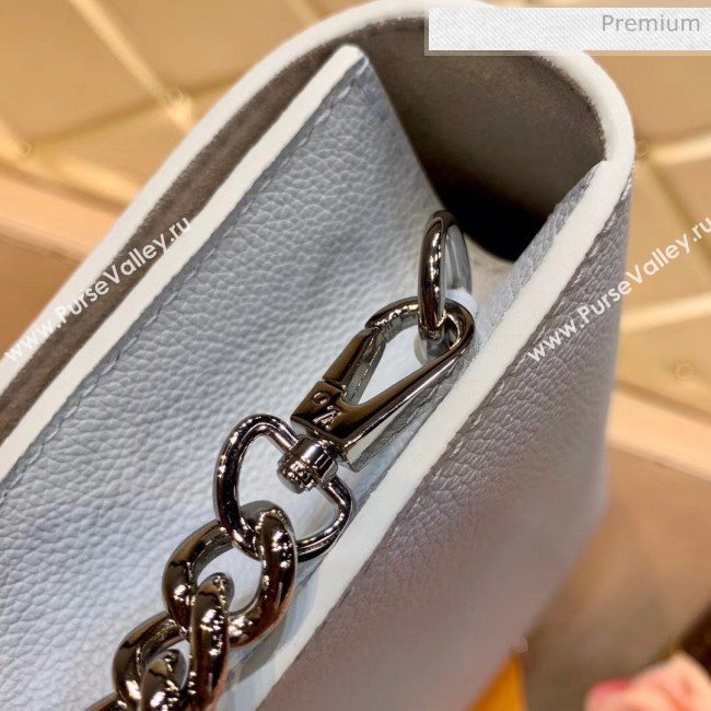 Louis Vuitton Lockme Clutch/Shoulder Bag in Grained Calfskin M56136 Light Blue 2020 (KI-20061918)