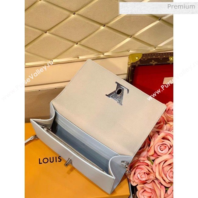 Louis Vuitton Lockme Clutch/Shoulder Bag in Grained Calfskin M56136 Light Blue 2020 (KI-20061918)