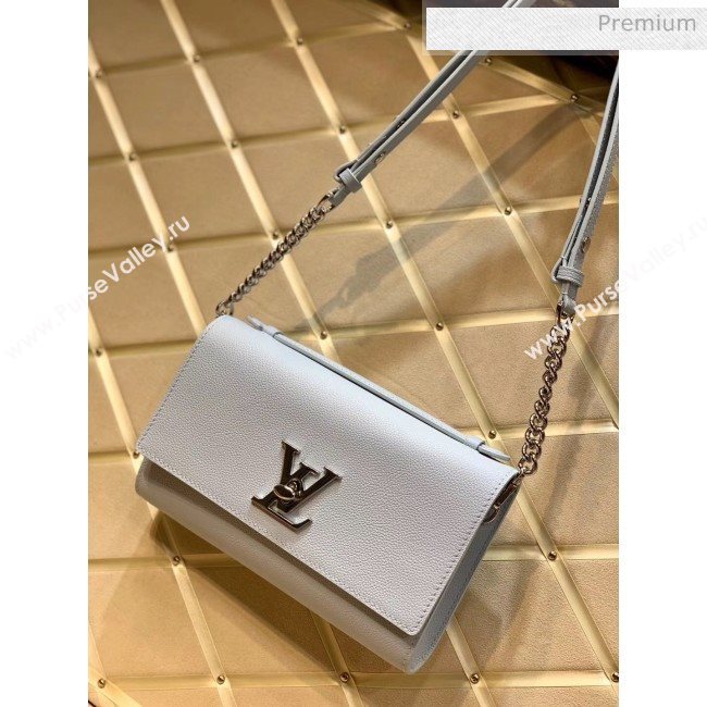 Louis Vuitton Lockme Clutch/Shoulder Bag in Grained Calfskin M56136 Light Blue 2020 (KI-20061918)