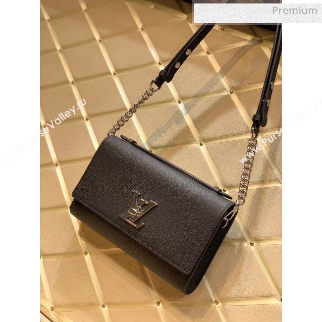Louis Vuitton Lockme Clutch/Shoulder Bag in Grained Calfskin M56088 Black 2020 (KI-20061919)