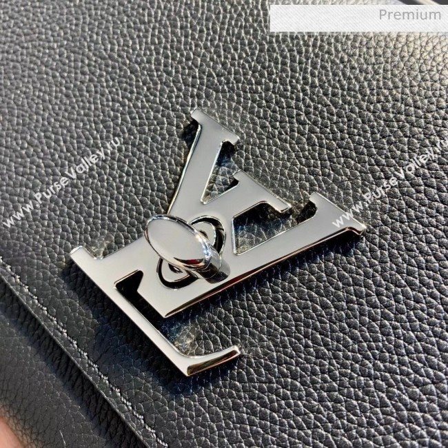 Louis Vuitton Lockme Clutch/Shoulder Bag in Grained Calfskin M56088 Black 2020 (KI-20061919)