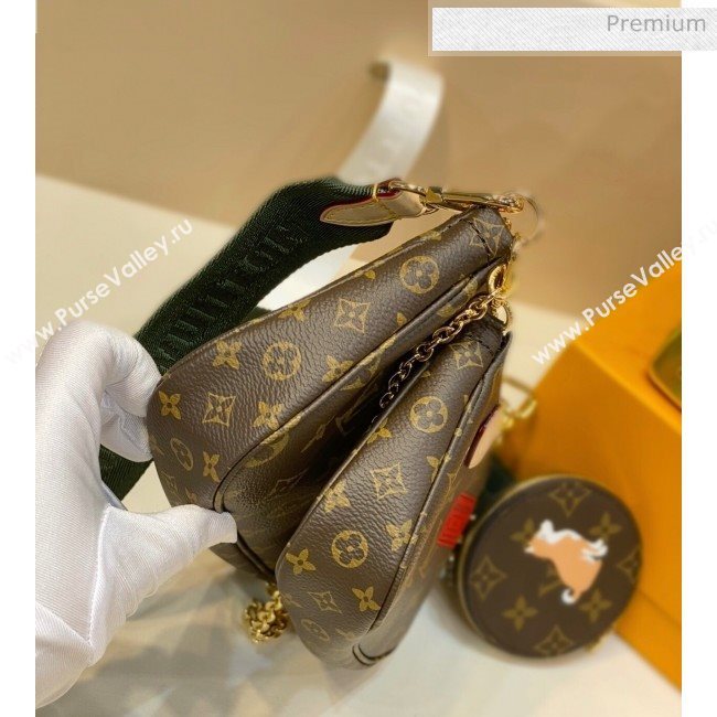 Louis Vuitton Multi Pochette Accessoires Monogram Canvas Patch Print Triple Shoulder Bag M44813 Green 2020 (KI-20061921)