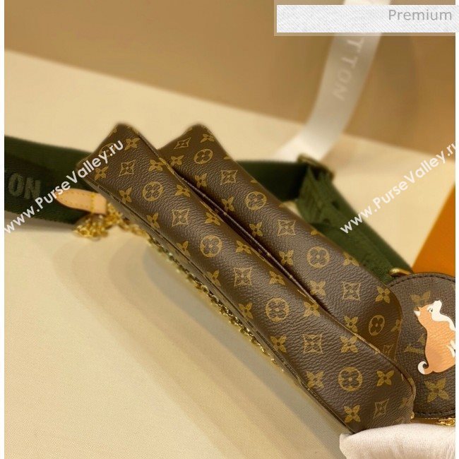 Louis Vuitton Multi Pochette Accessoires Monogram Canvas Patch Print Triple Shoulder Bag M44813 Green 2020 (KI-20061921)