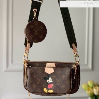 Louis Vuitton Multi Pochette Accessoires Monogram Canvas Mickey Mouse Triple Shoulder Bag M44813 Green 2020 (KI-20061922)