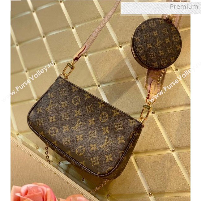 Louis Vuitton Multi Pochette Accessoires Monogram Canvas Patch Print Triple Shoulder Bag M44813 Pink 2020 (KI-20061920)