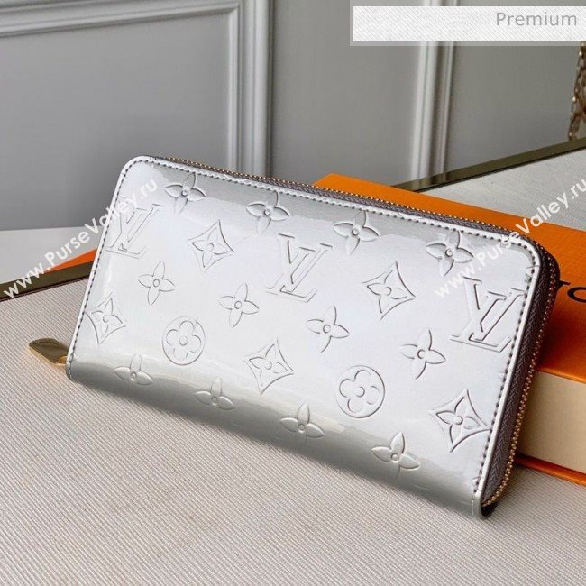 Louis Vuitton Zippy Long Wallet in Monogram Patent Calfskin M60017 Silver 2020 (KI-20061926)