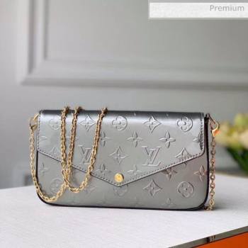 Louis Vuitton Félicie Pochette Chain Wallet WOC in Monogram Patent Calfskin M60067 Silver 2020 (KI-20061927)