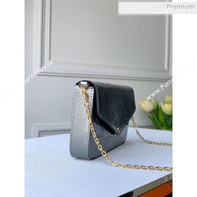 Louis Vuitton Félicie Pochette Chain Wallet WOC in Monogram Patent Calfskin M60067 Silver 2020 (KI-20061927)