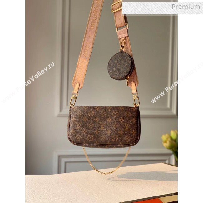 Louis Vuitton Multi Pochette Accessoires Monogram Canvas Mickey Mouse Triple Shoulder Bag M44813 Pink 2020 (KI-20061923)