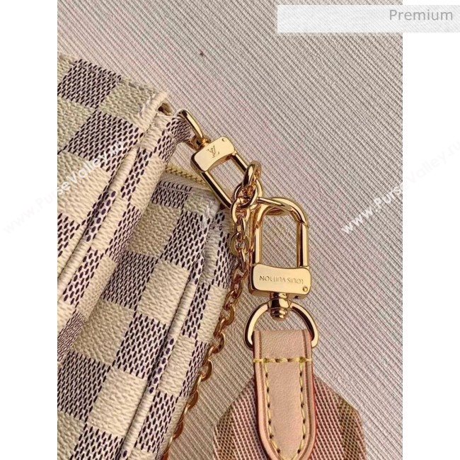 Louis Vuitton Multi Pochette Accessoires Damier Azur Canvas Triple Shoulder Bag M44813 Pink 2020 (KI-20061924)