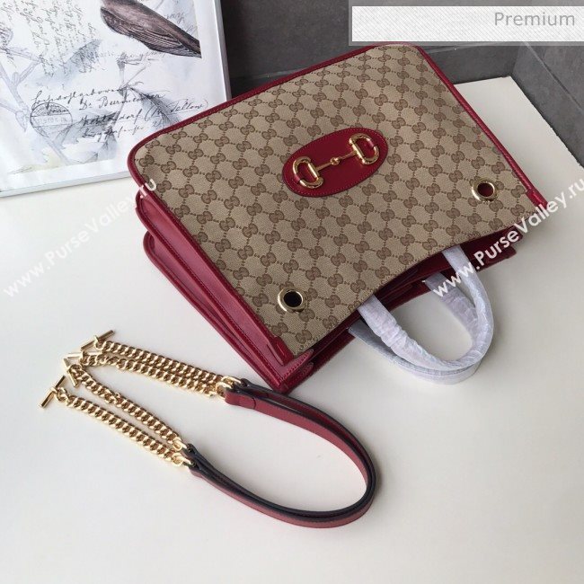 Gucci Horsebit 1955 GG Canvas Medium Tote Bag 621144 Red 2020 (DLH-20062005)