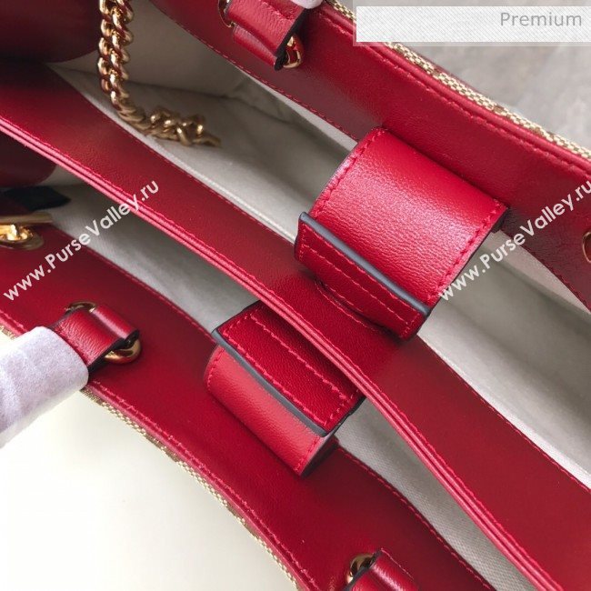 Gucci Horsebit 1955 GG Canvas Medium Tote Bag 621144 Red 2020 (DLH-20062005)