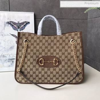 Gucci Horsebit 1955 GG Canvas Medium Tote Bag 621144 Brown 2020 (DLH-20062004)