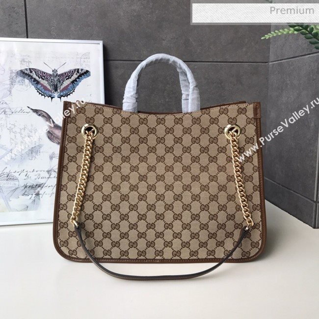 Gucci Horsebit 1955 GG Canvas Medium Tote Bag 621144 Brown 2020 (DLH-20062004)