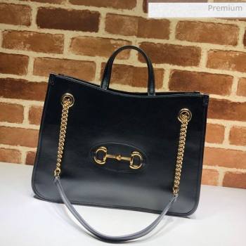 Gucci Horsebit 1955 Leather Medium Tote Bag 621144 Black 2020 (DLH-20062007)