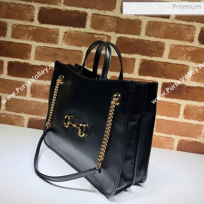 Gucci Horsebit 1955 Leather Medium Tote Bag 621144 Black 2020 (DLH-20062007)
