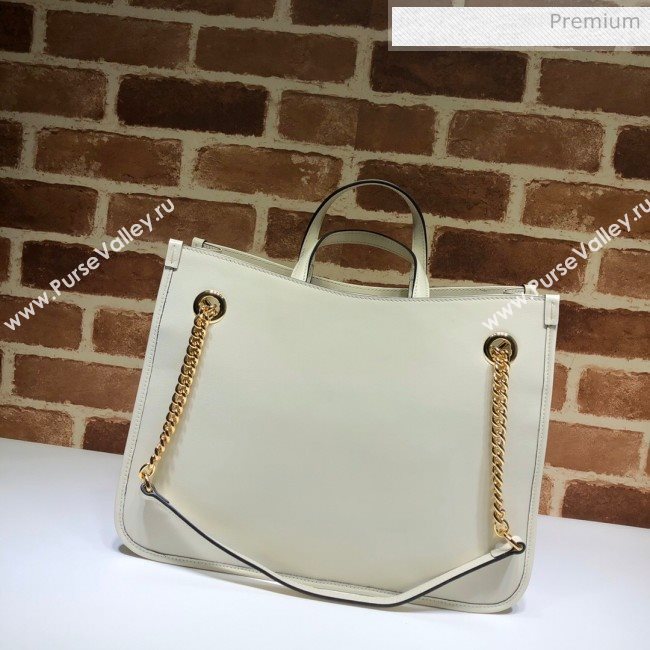 Gucci Horsebit 1955 Leather Medium Tote Bag 621144 White 2020 (DLH-20062008)