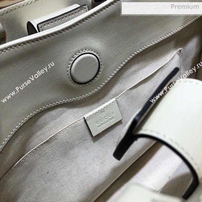 Gucci Horsebit 1955 Leather Medium Tote Bag 621144 White 2020 (DLH-20062008)
