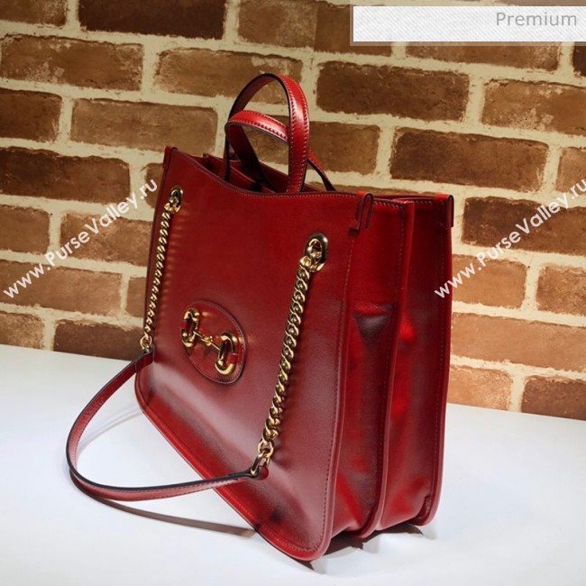 Gucci Horsebit 1955 Leather Medium Tote Bag 621144 Red 2020 (DLH-20062009)