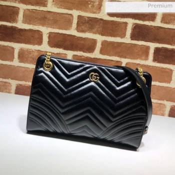 Gucci GG Marmont Chevron Shoulder Bag 524592 Black 2020 (DHL-20062014)