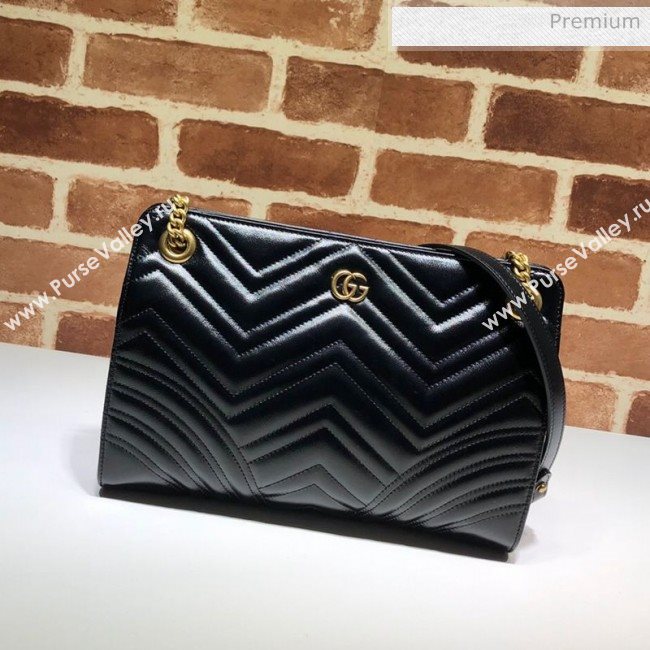 Gucci GG Marmont Chevron Shoulder Bag 524592 Black 2020 (DHL-20062014)