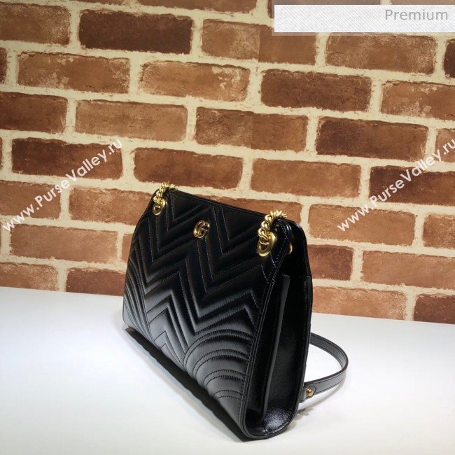 Gucci GG Marmont Chevron Shoulder Bag 524592 Black 2020 (DHL-20062014)