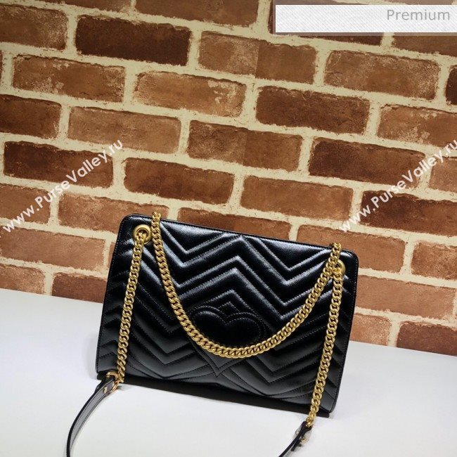 Gucci GG Marmont Chevron Shoulder Bag 524592 Black 2020 (DHL-20062014)