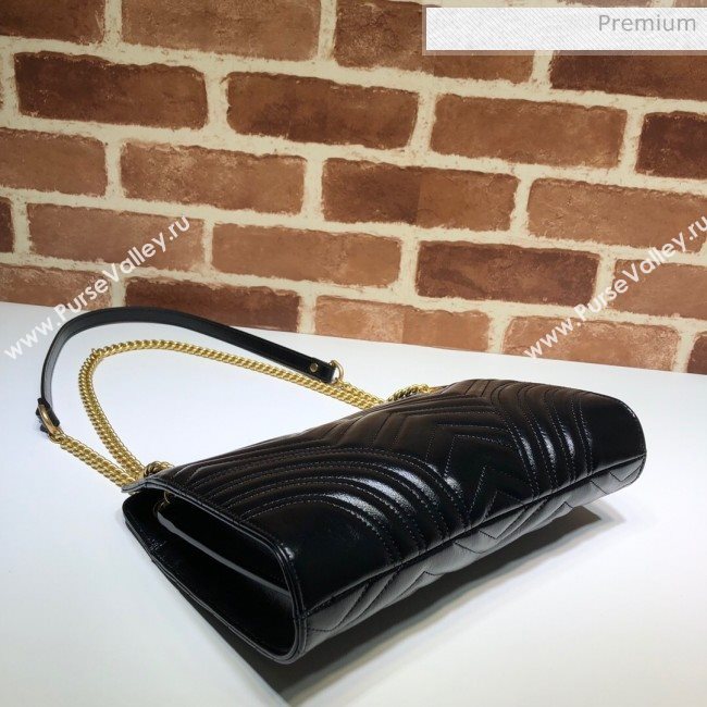 Gucci GG Marmont Chevron Shoulder Bag 524592 Black 2020 (DHL-20062014)