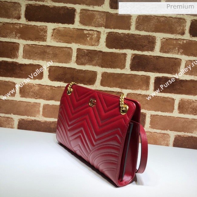 Gucci GG Marmont Chevron Shoulder Bag 524592 Red 2020 (DHL-20062015)