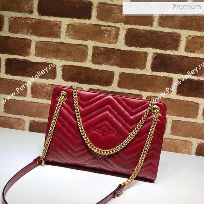 Gucci GG Marmont Chevron Shoulder Bag 524592 Red 2020 (DHL-20062015)