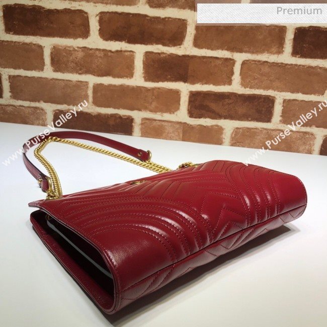 Gucci GG Marmont Chevron Shoulder Bag 524592 Red 2020 (DHL-20062015)