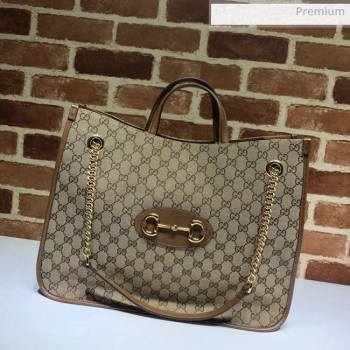 Gucci Horsebit 1955 GG Canvas Large Tote Bag 623695 Brown 2020 (DHL-20062019)
