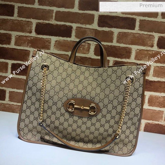 Gucci Horsebit 1955 GG Canvas Large Tote Bag 623695 Brown 2020 (DHL-20062019)