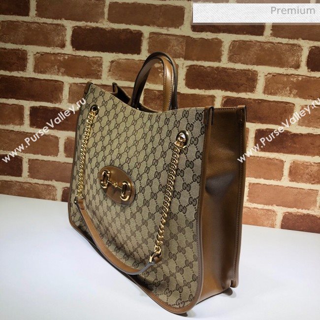 Gucci Horsebit 1955 GG Canvas Large Tote Bag 623695 Brown 2020 (DHL-20062019)