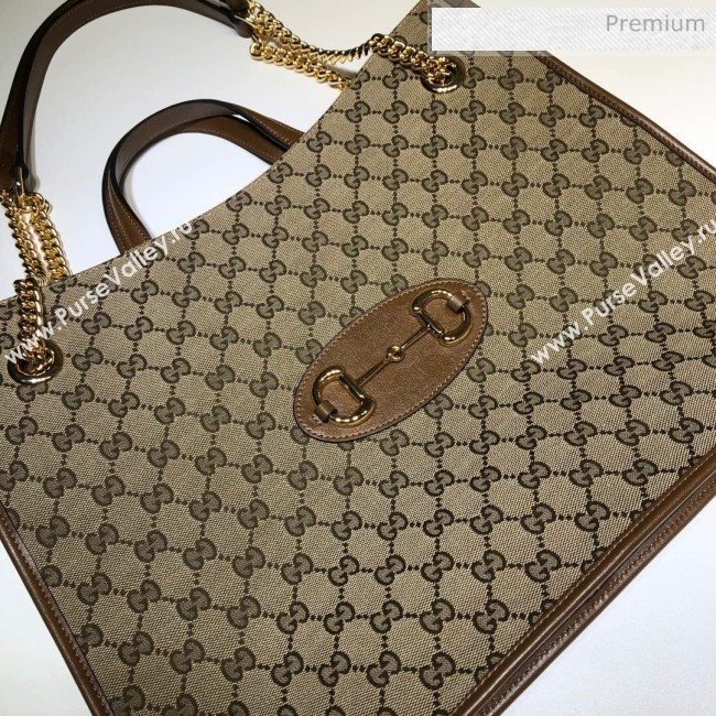 Gucci Horsebit 1955 GG Canvas Large Tote Bag 623695 Brown 2020 (DHL-20062019)