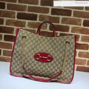 Gucci Horsebit 1955 GG Canvas Large Tote Bag 623695 Red 2020 (DHL-20062020)