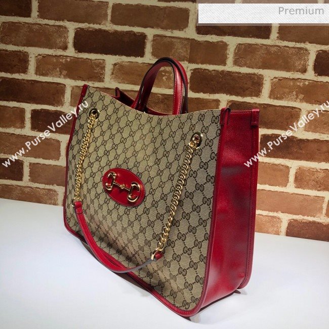 Gucci Horsebit 1955 GG Canvas Large Tote Bag 623695 Red 2020 (DHL-20062020)