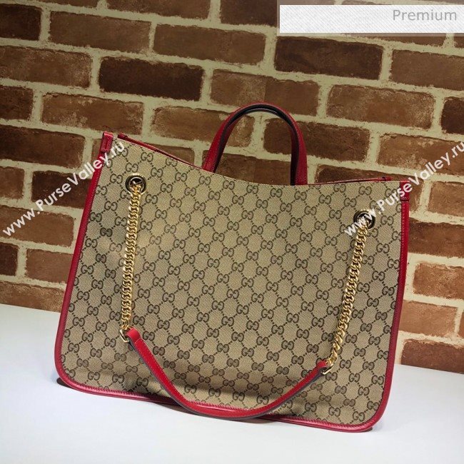 Gucci Horsebit 1955 GG Canvas Large Tote Bag 623695 Red 2020 (DHL-20062020)