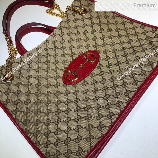 Gucci Horsebit 1955 GG Canvas Large Tote Bag 623695 Red 2020 (DHL-20062020)