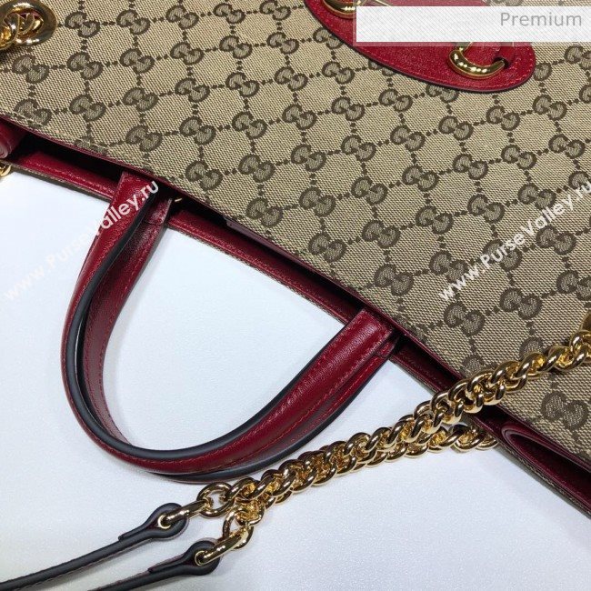 Gucci Horsebit 1955 GG Canvas Large Tote Bag 623695 Red 2020 (DHL-20062020)