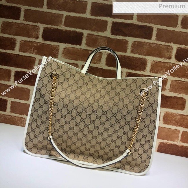 Gucci Horsebit 1955 GG Canvas Large Tote Bag 623695 White 2020 (DHL-20062021)