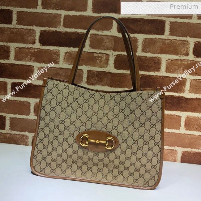 Gucci Horsebit 1955 GG Canvas Medium Tote Bag 623694 Brown 2020 (DHL-20062016)