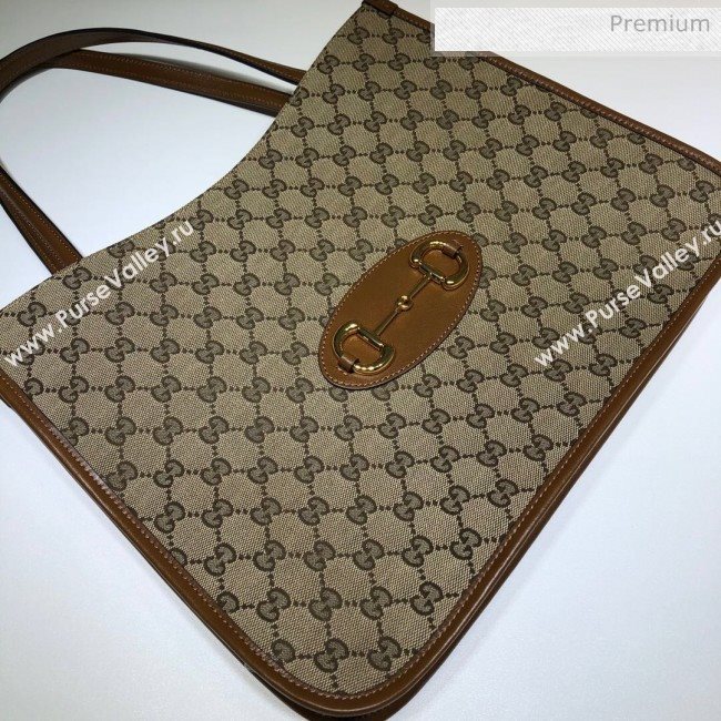 Gucci Horsebit 1955 GG Canvas Medium Tote Bag 623694 Brown 2020 (DHL-20062016)