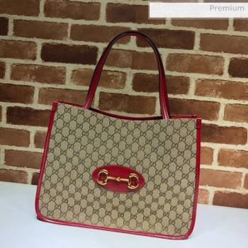 Gucci Horsebit 1955 GG Canvas Medium Tote Bag 623694 Red 2020 (DHL-20062017)