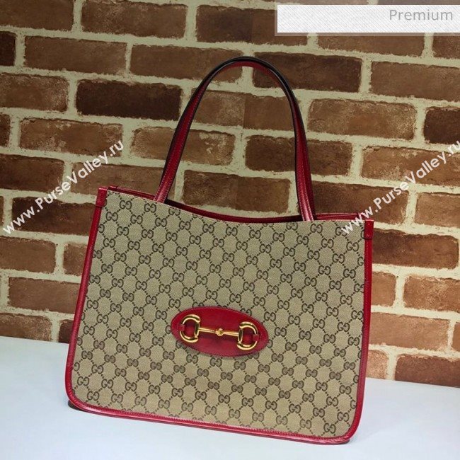 Gucci Horsebit 1955 GG Canvas Medium Tote Bag 623694 Red 2020 (DHL-20062017)